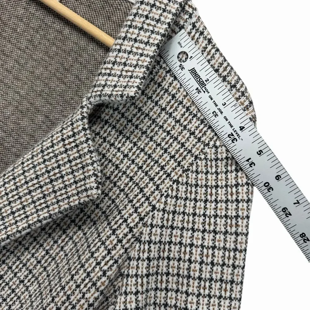 Max Studio Womens Blazer Jacket Sz L Brown Black White Houndstooth Double Breast